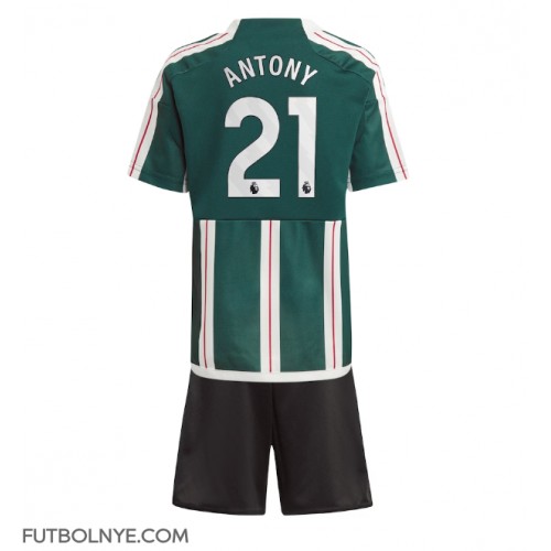 Camiseta Manchester United Antony #21 Visitante Equipación para niños 2023-24 manga corta (+ pantalones cortos)